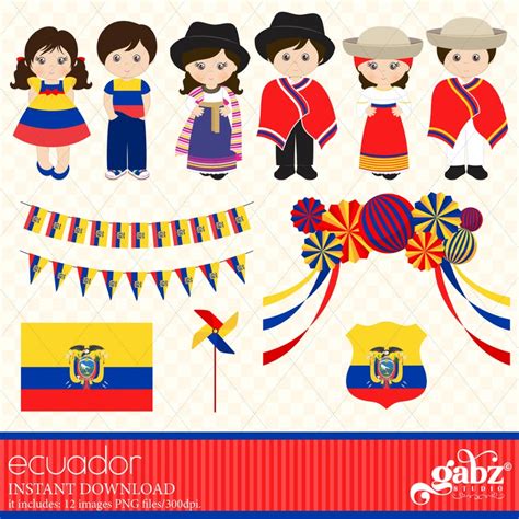 Ecuador Traditional Ecuadorian Costumes Clipart Boy Girl - Etsy