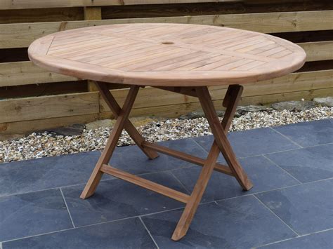 Teak 120cm Round Folding Table – Patio Garden Furniture