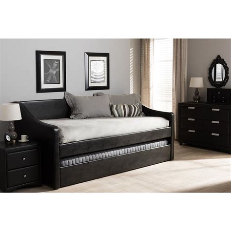 Barnstorm Modern and Contemporary Black Faux Leather Upholstered Daybed ...