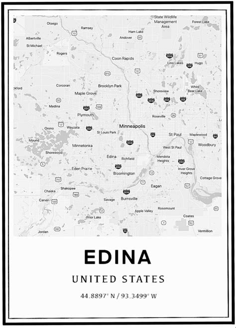 Edina Minnesota Map and Coordinates Merchandise in 2020 | Edina minnesota, Twin cities minnesota ...