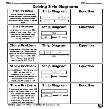 Introduction to Strip Diagrams - Practice Pages - Tape Diagrams - Bar Models