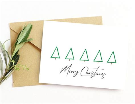 Minimalist Christmas Card Set Christmas Card Cute Holiday Cards Set Christmas Tree Cards Simple ...