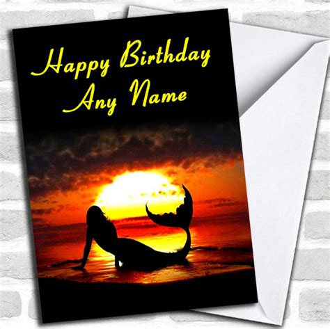 The Little Mermaid Personalized Birthday Card - Red Heart Print