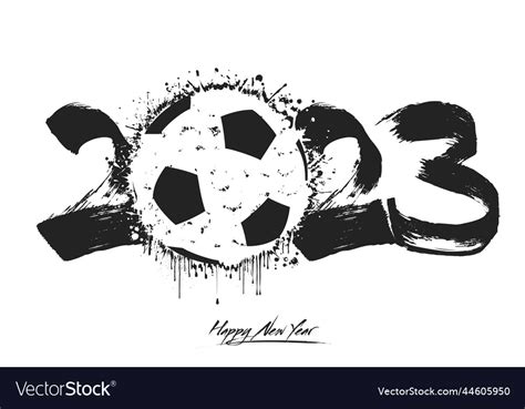 Happy new year 2023 and soccer ball Royalty Free Vector