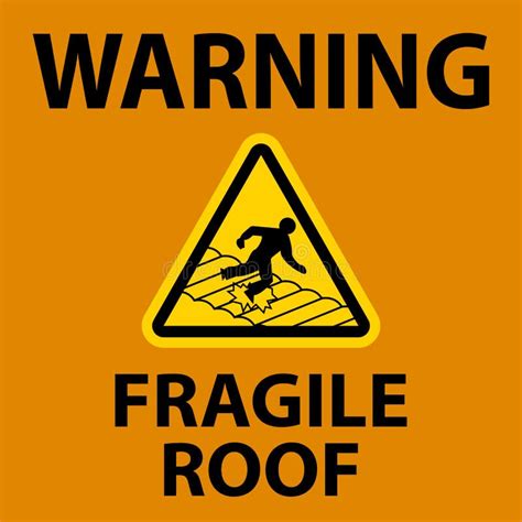 Warning Fragile Roof Sign on White Background Stock Vector ...