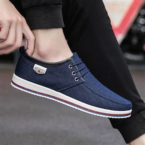 Fashion Mens Canvas Sneakers Casual Low Top Lace Up Canvas Shoes ...