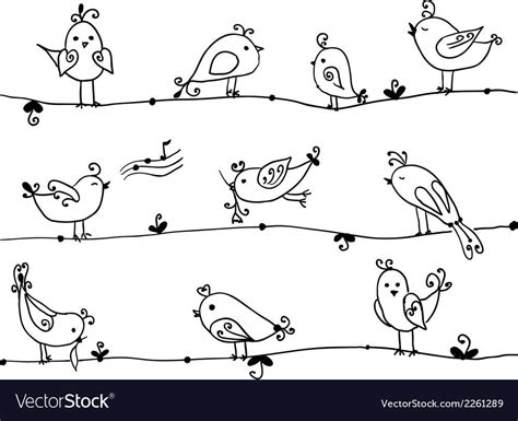 Set Cute Vector Images (over 660,000) | Bird doodle, Doodle drawings ...