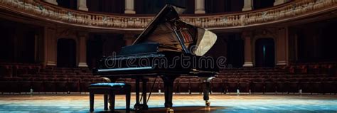 An Black Grand Piano is on Stage, Classic Academia Stock Photo - Image ...