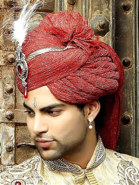 Royal looking red color turban with unique Kalangi. Item Code: WT8012N ...