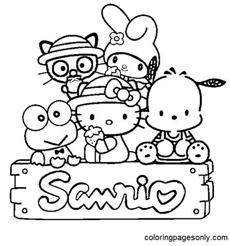 hello kitty and friends coloring pages to print for kids, with the word ...