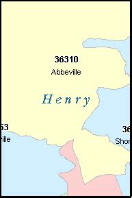 HENRY County, Alabama Digital ZIP Code Map