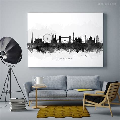 London Skyline PRINTABLE Black and White London Cityscape - Etsy