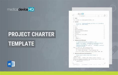 Project Charter Template (Medical Device) - Medical Device HQ