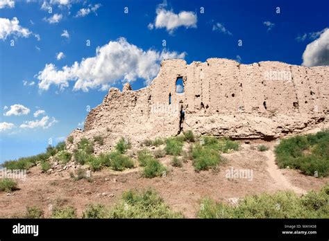Kyzyl-kala fortress ruins (XII - XIII century) (Red fortress), ancient Khorezm, in the Kyzylkum ...