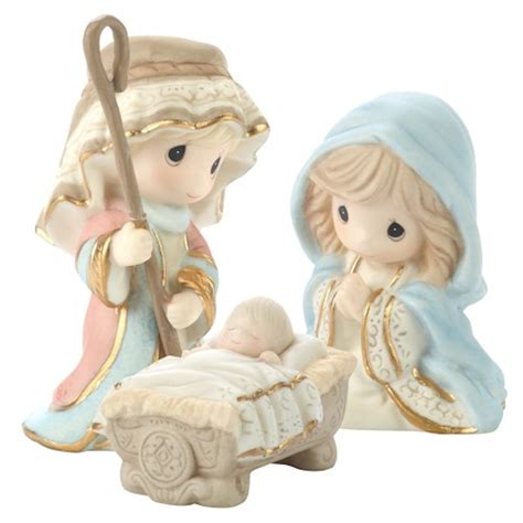 Precious Moments Come Let Us Adore Him - Holy Family 3 Piece Nativity Set Figurines #131062 ...