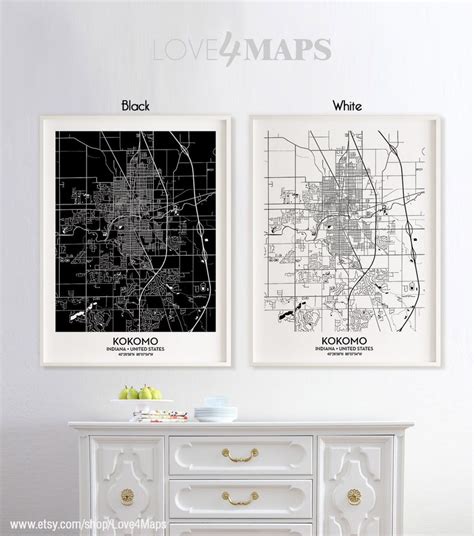 Kokomo Indiana Map Kokomo City Print Kokomo Poster - Etsy