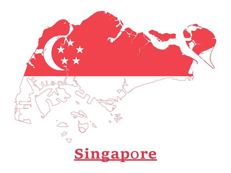 Singapore National Flag Map Design, Illustration Of Singapore Country ...