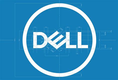 the logo for dell is shown on a blueprinted background with lines and dots