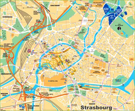 Tourist map Strasbourg with sightseeings