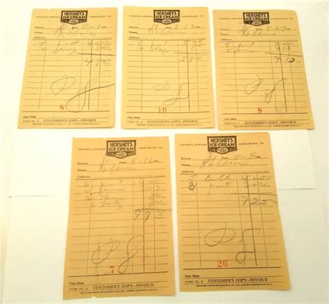 1930S HERSHEY'S ICE Cream The Purest Kind Harrisburg PA Lot/5 Invoice Receipt $25.00 - PicClick