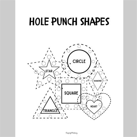 Hole Punch Shapes PDF Printable, Preschool Activity, Fine Motor Skills Activity, Learning ...