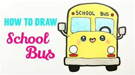 HOW TO DRAW SCHOOL BUS | Easy & Cute School Bus / Car Drawing Tutorial For Beginner / Kids - YouTube