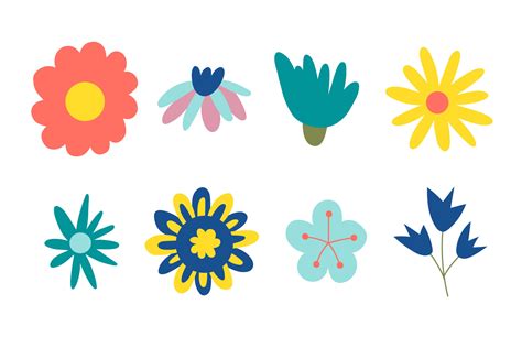 70s retro flower clipart elements. Cute retro design, isolated on white 9002702 Vector Art at ...