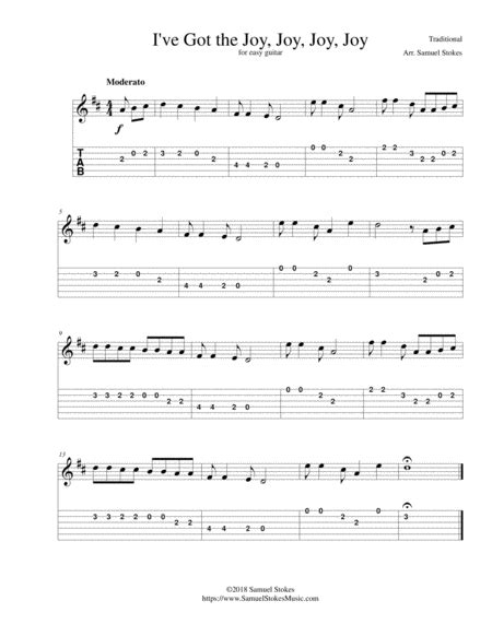 I've Got the Joy, Joy, Joy, Joy (Down in My Heart) - for easy guitar with TAB (arr. Samuel ...