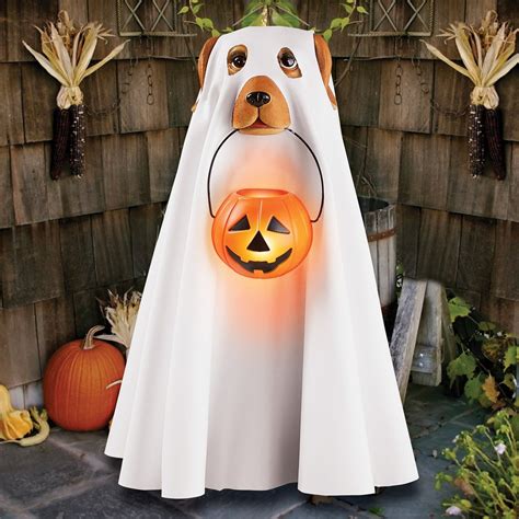 Lighted Ghost Dog in Halloween Costume Decoration | Collections Etc.