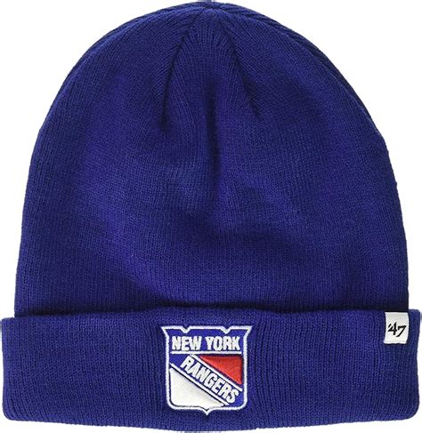 Amazon.com : NHL New York Rangers '47 Raised Cuff Knit Hat, Royal, One ...