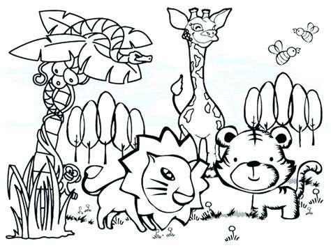 Jungle Animals Coloring In Pages