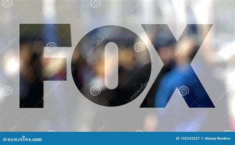 Fox Broadcasting Company Logo on a Glass Against Blurred Crowd on the ...