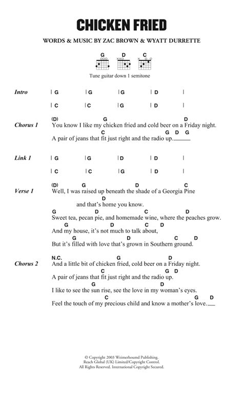 Chicken Fried by Zac Brown Band - Guitar Chords/Lyrics - Guitar Instructor