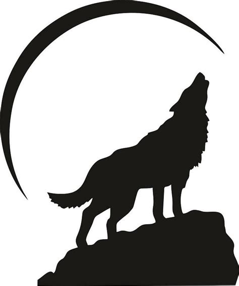 Wolf Howling at the Moon Silhouette, Wolf Clip Art, Moon svg, Moon Stencil, Wolves svg, Wolf ...