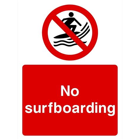 No Surfboarding Sign | Water Safety Signs