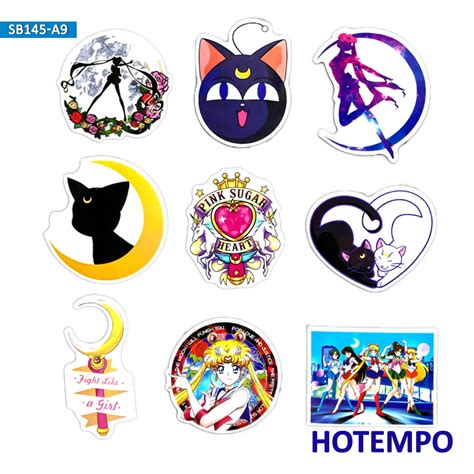 9pcs Anime Sailor Moon TV Cartoon Stickers for Mobile Phone Laptop ...