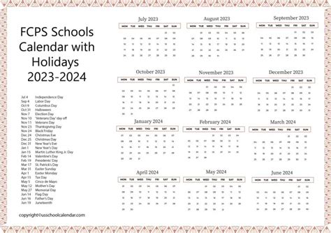 Frederick County Public Schools Calendar - US School Calendar