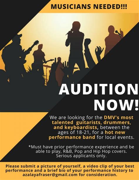 Musician Auditions in Columbia Maryland For New Show Band | Auditions Free