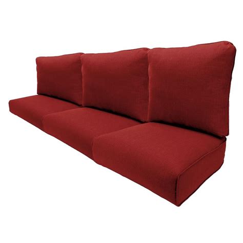 Hampton Bay Woodbury 57 x 24.75 Outdoor Sofa Cushion in Standard Chili ...