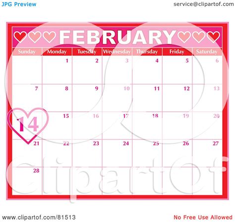 Royalty-Free (RF) Clipart Illustration of a Pink February Calendar With ...