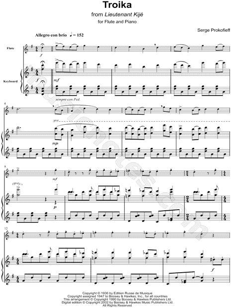 Sergei Prokofiev "Troika - Flute & Piano" Sheet Music in G Major - Download & Print - SKU: MN0156568