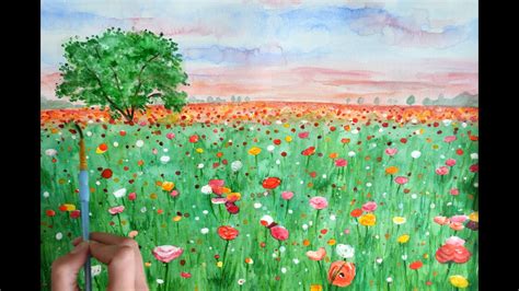 SPEED PAINTING - Watercolour Meadow - YouTube