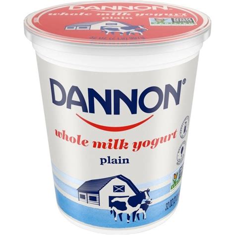 Dannon Whole Milk Non-gmo Project Verified Plain Yogurt - 32oz Tub : Target