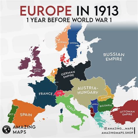 Europe in 1913 (before WW1). by amazing__maps - Maps on the Web