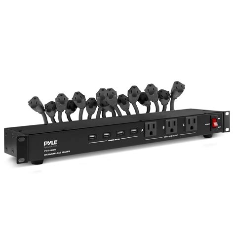 Pyle PCO865 - Power Supply Surge Protector - Rack Mount Power Conditioner Strip with (4) USB ...