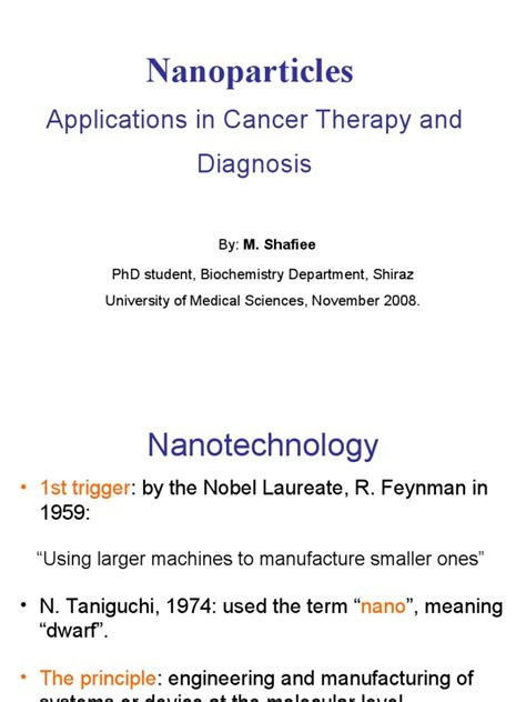 Nanoparticles in Cancer Therapy and Diagnosis | Nanotechnology ...