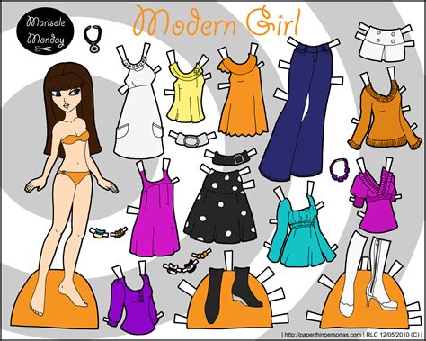 Modern Girl: Fashion Dress up Doll | Винтажные бумажные куклы, Шаблон ...