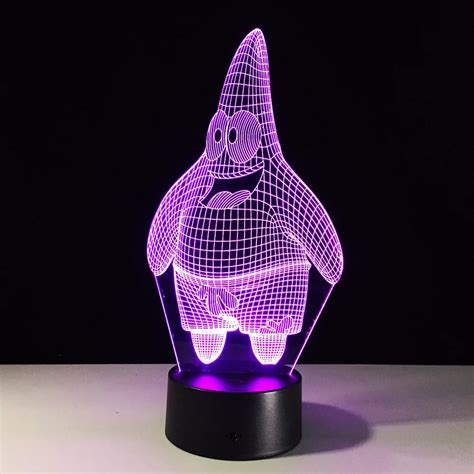 Cartoon Patrick Star Acrylic 7 Colors Desk Lamp 3D Lamp Novelty Led Night Light Spongebob Square ...