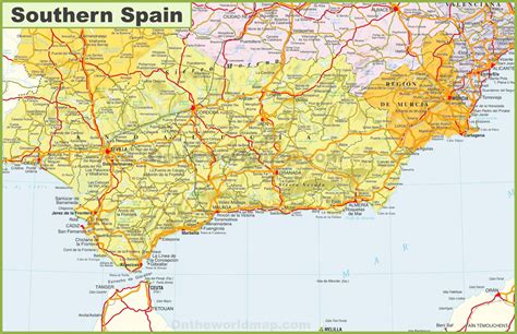 Map of Southern Spain - Ontheworldmap.com