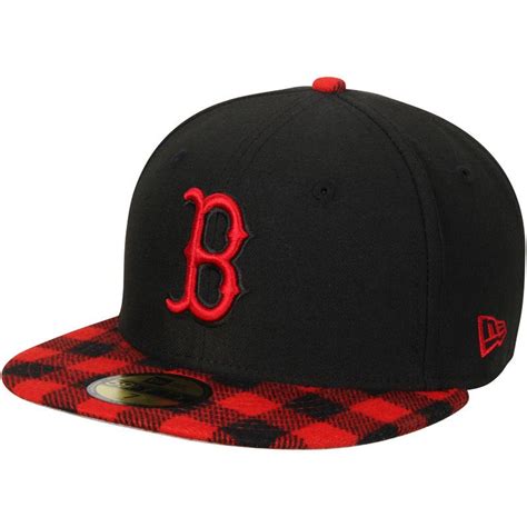 Boston Red Sox New Era Premium 59FIFTY Fitted Hat - Black/Plaid | Red ...